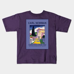 Church with Cedar Tree by Carl Newman Kids T-Shirt